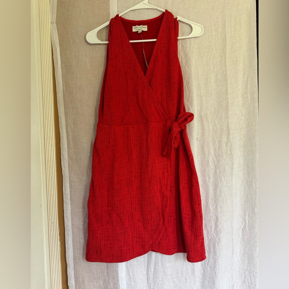 Madewell Red Textured Wrap Midi Dress size XS